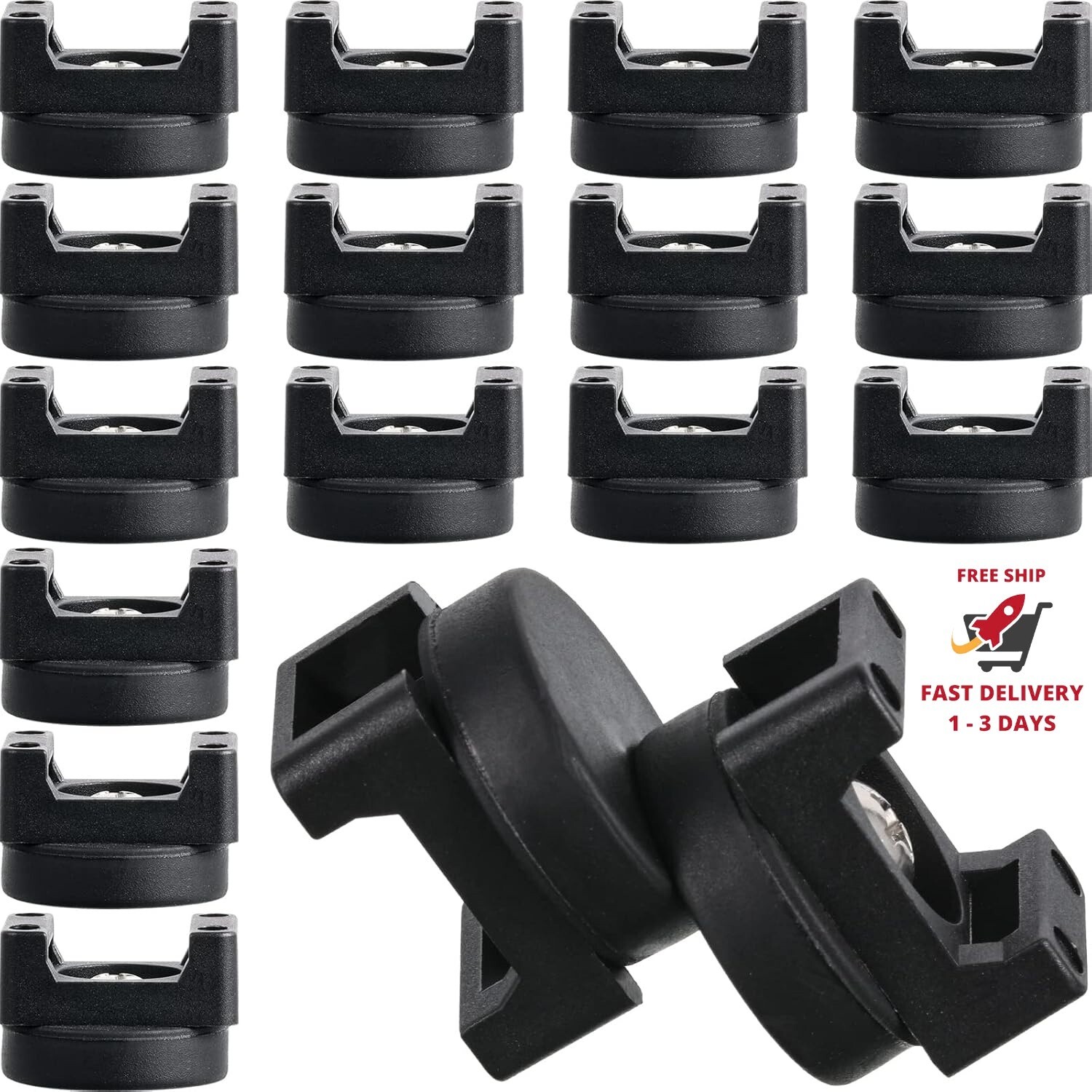 15 clips magnéticos para cables, base de montaje con bridas, soporte magnético