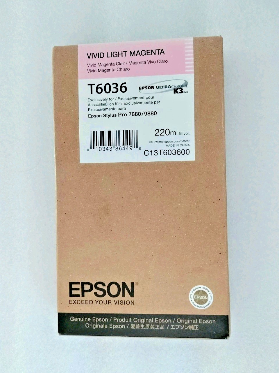 11-2019 GENUINE EPSON T6036 VIVID LIGHT MAGENTA INK STYLUS PRO 7880 9880 220ml