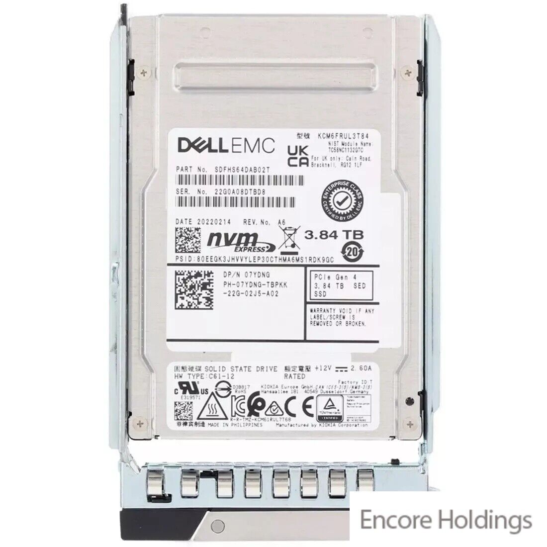 Dell KCM6FRUL3T84 3.84TB Internal Solid State Drive with Tray - Read 7YDNG