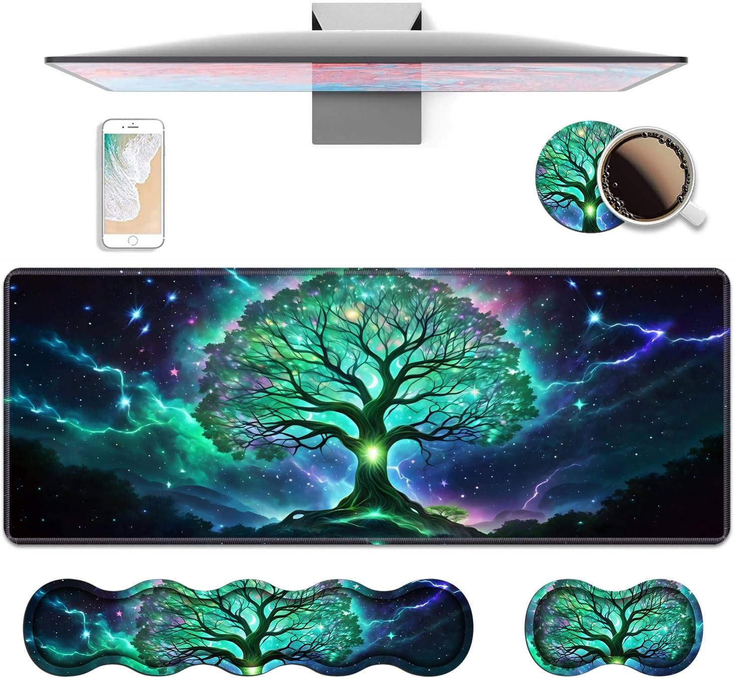 4 in 1 Ergonomic Keyboard Wrist Rest & Mouse Pad Wrist Rest Set, Large XXL
