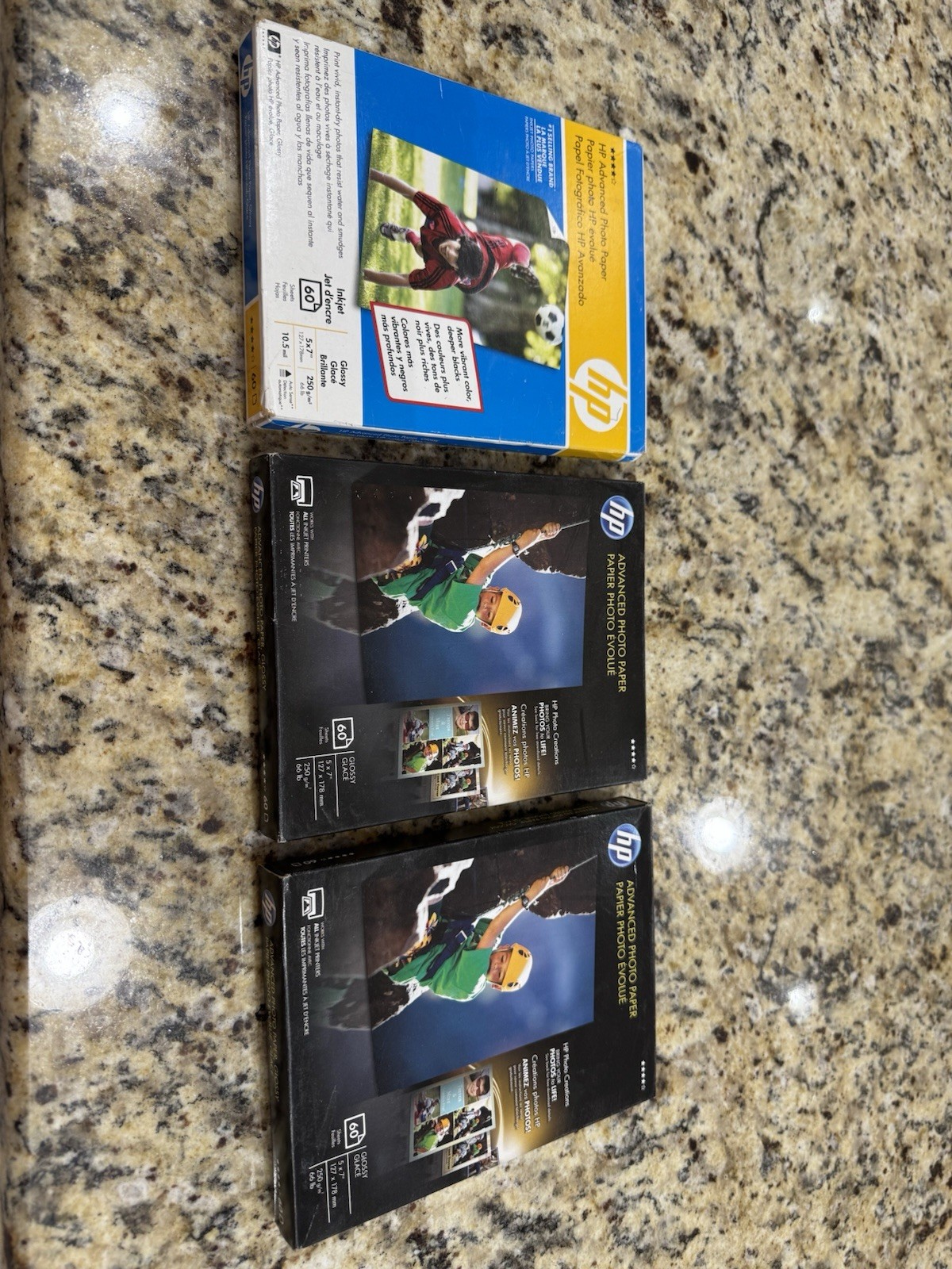 HP Advanced Glossy Photo Paper | 60 Sheets | 5 x 7 in Lot Of 3 Pks 2 New 1 Open