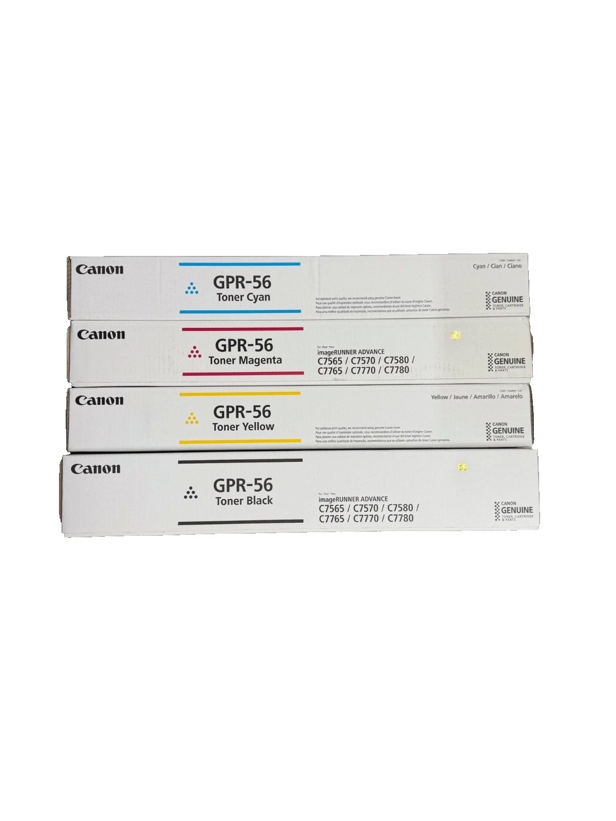 Genuine Canon GPR-56 Toner Cartridges Cyan, Magenta, Yellow, and Black