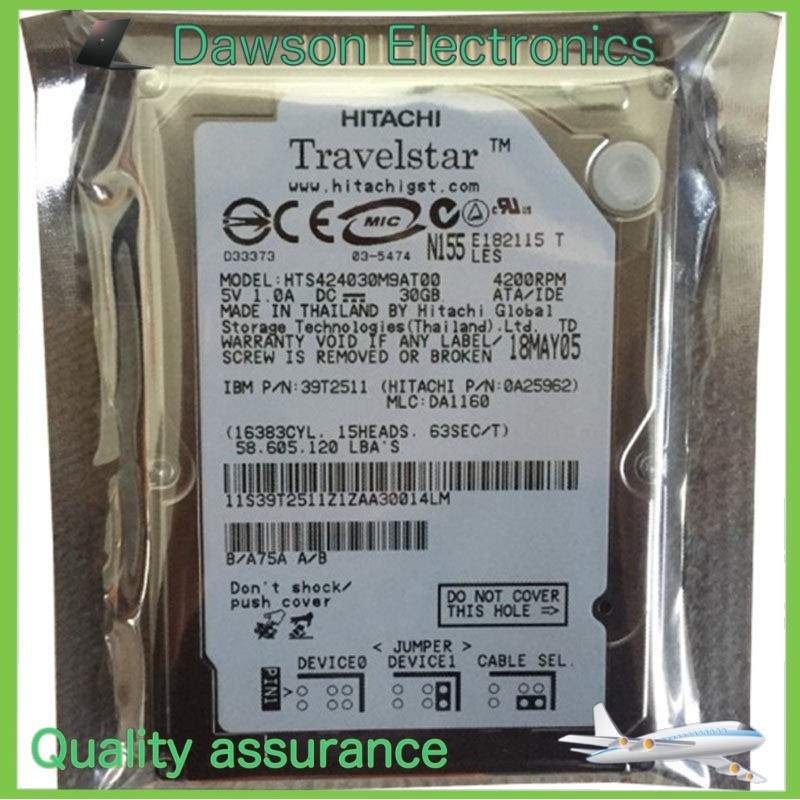 30GB 2.5" 6.35CM IDE 4200RPM 44 PIN HARD DRIVE HDD HITACHI HTS424030M9AT00
