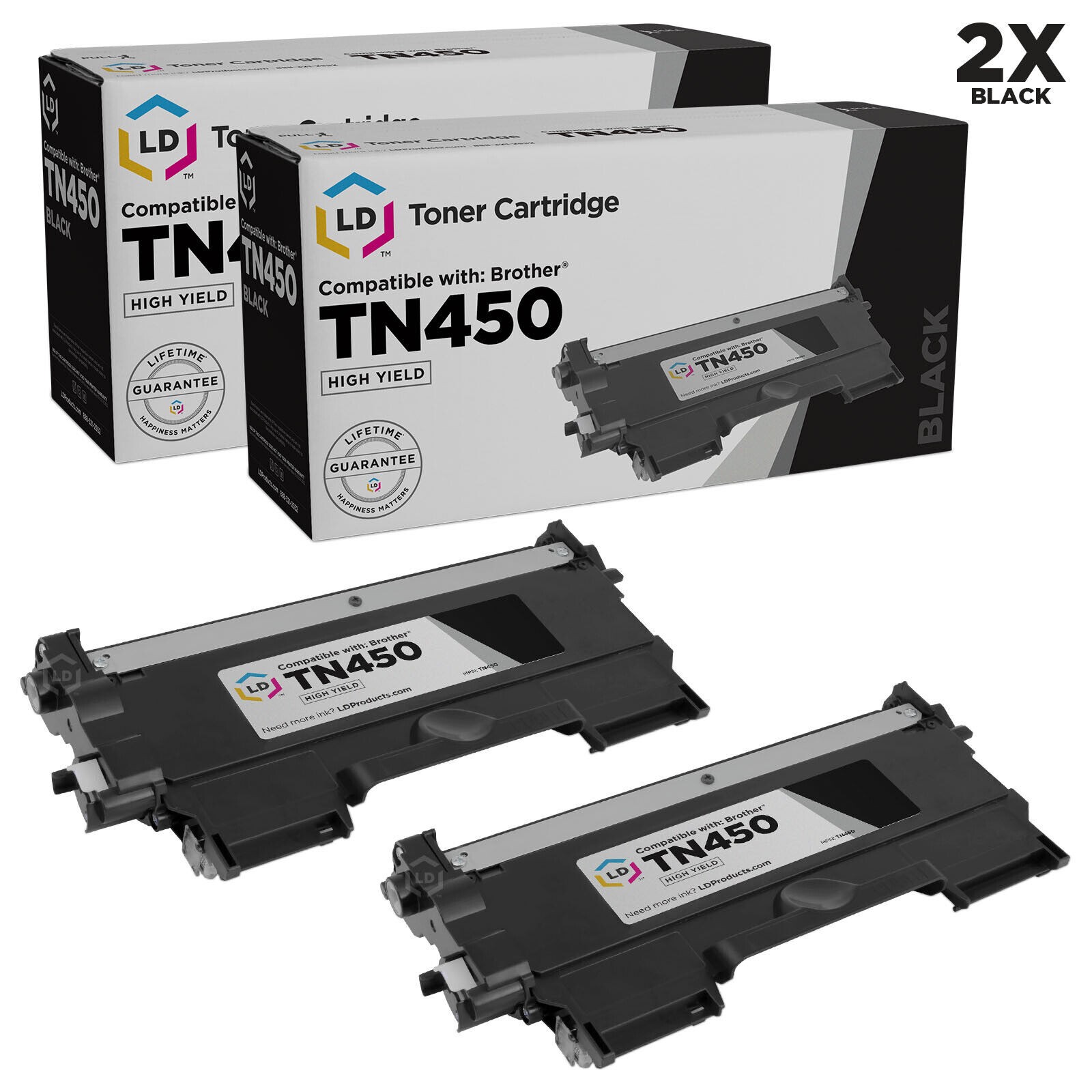 LD 3pk for Brother TN450 HY Toner HL-2130 HL-2132 HL-2220 HL-2230 HL-2240