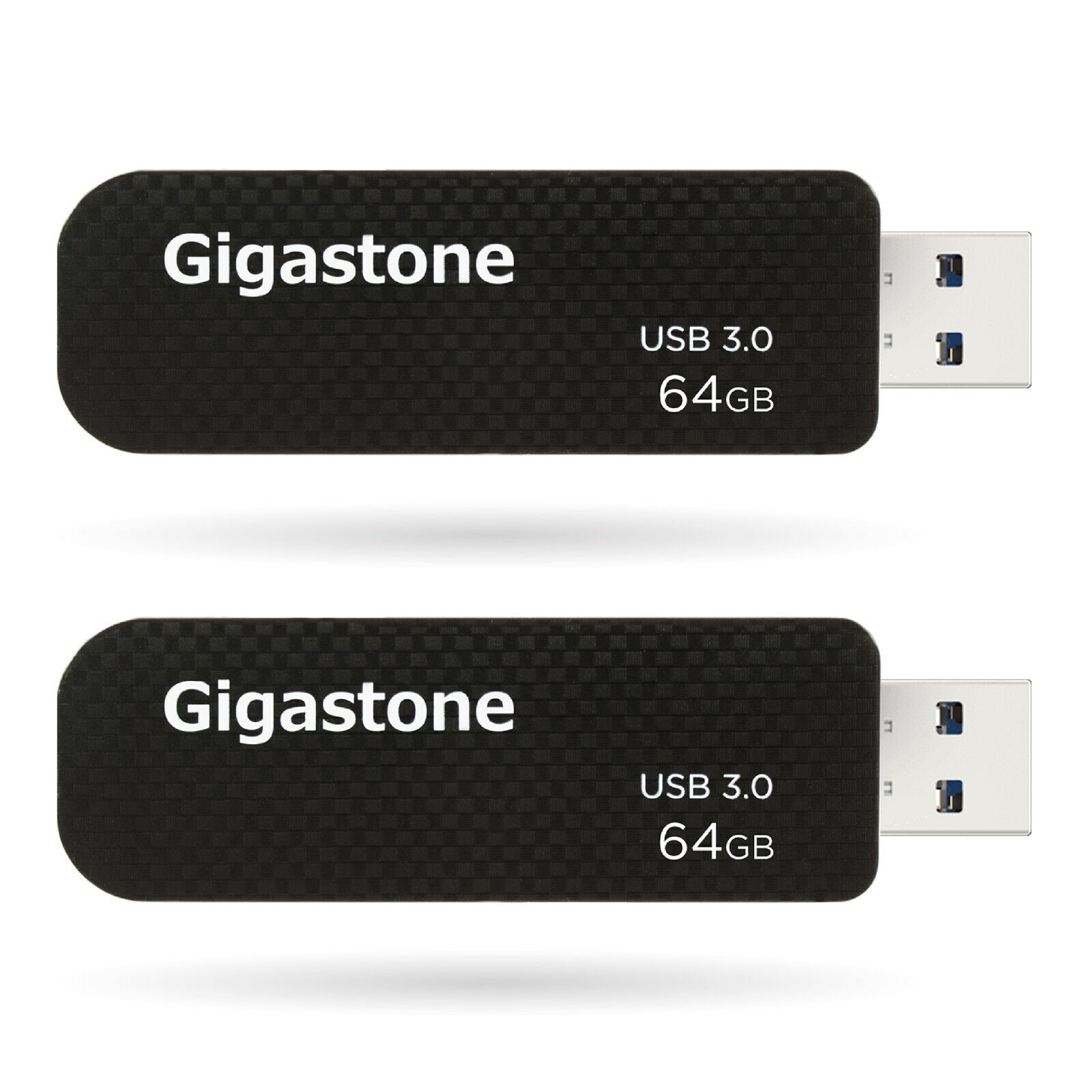 Gigastone USB 3.0 Flash Drives, 64GB, Black, Set Of 2 Flash Drives (2x64GB)