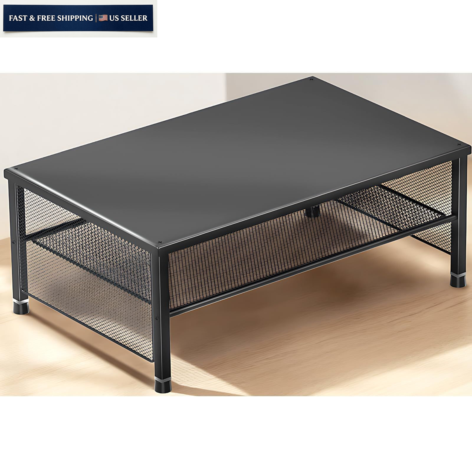 ECOLOVI 2-Tier Computer Monitor Stand Riser, Printer & Laptop 2-Tier, Black