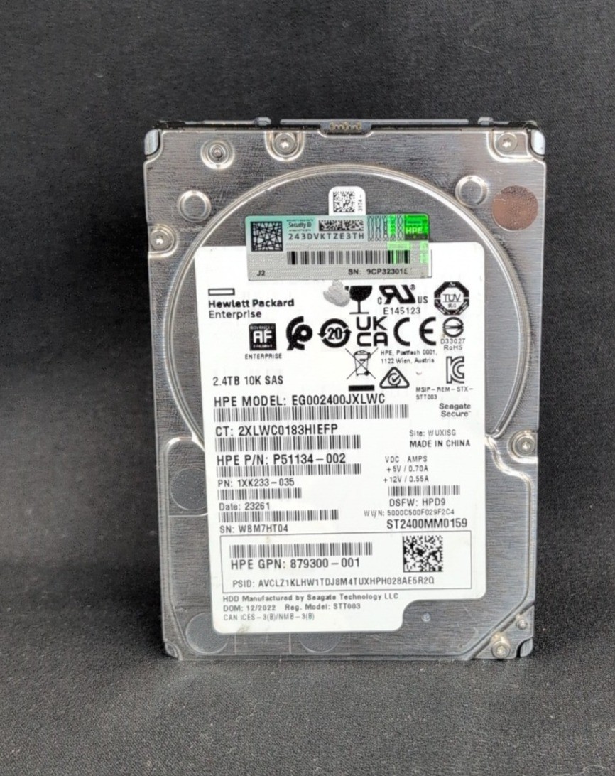 HPE 2.4TB 10K SAS 12G 2.5" Server HDD Hard Drive EG002400JXLWC P51134-002