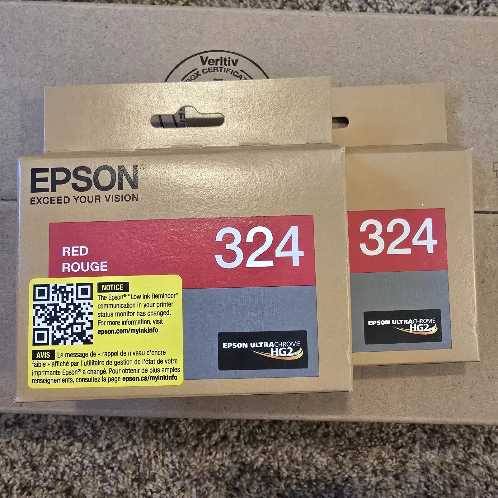 Epson T324 Red Ink Cartridge Genuine 324 SureColor P400 Exp 03/2027 2 Pack 