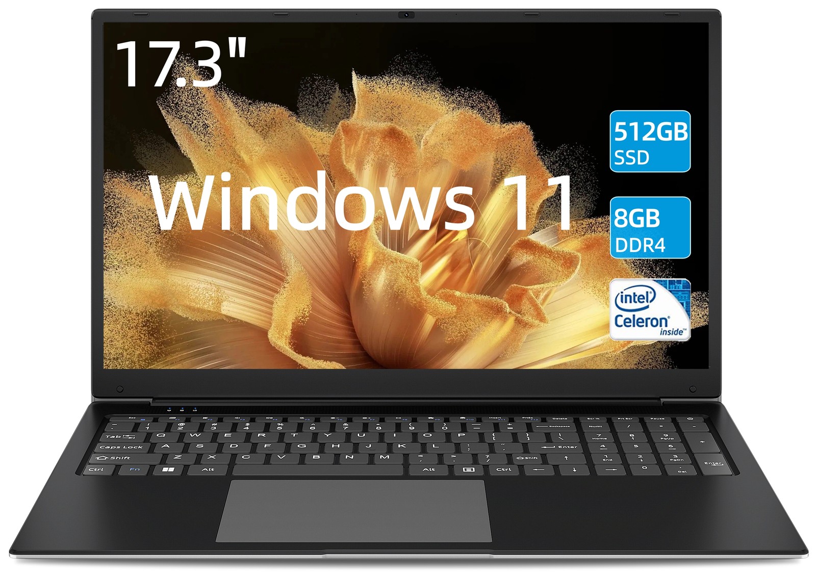 SGIN 17.3" Laptop 8GB RAM 512GB SSD Notebook IPS Full HD 2.8GHz Windows 11 WIFI