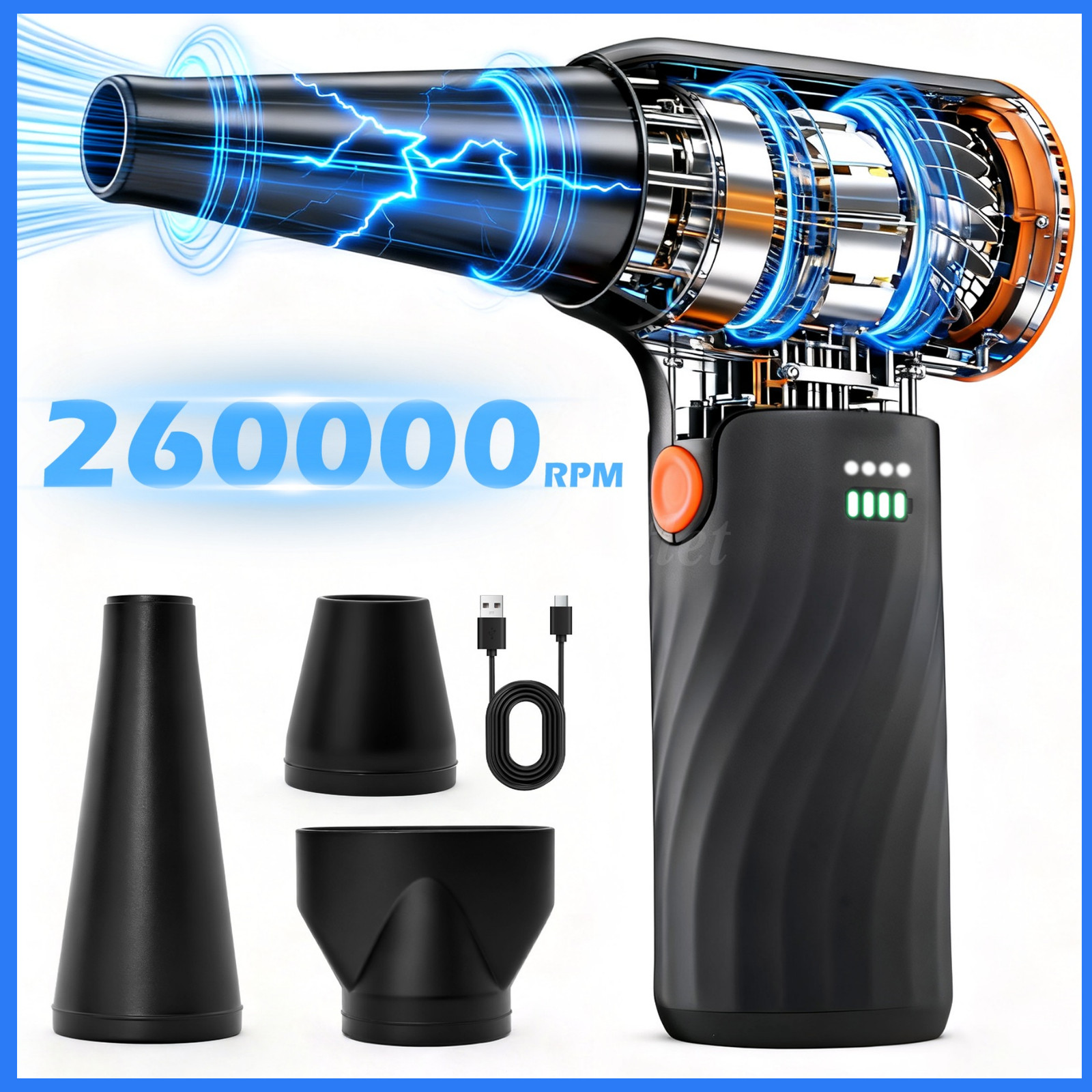260000RPM Brushless Electric Air Duster-Mini Blower Turbo Fan for PC, Toys & Car