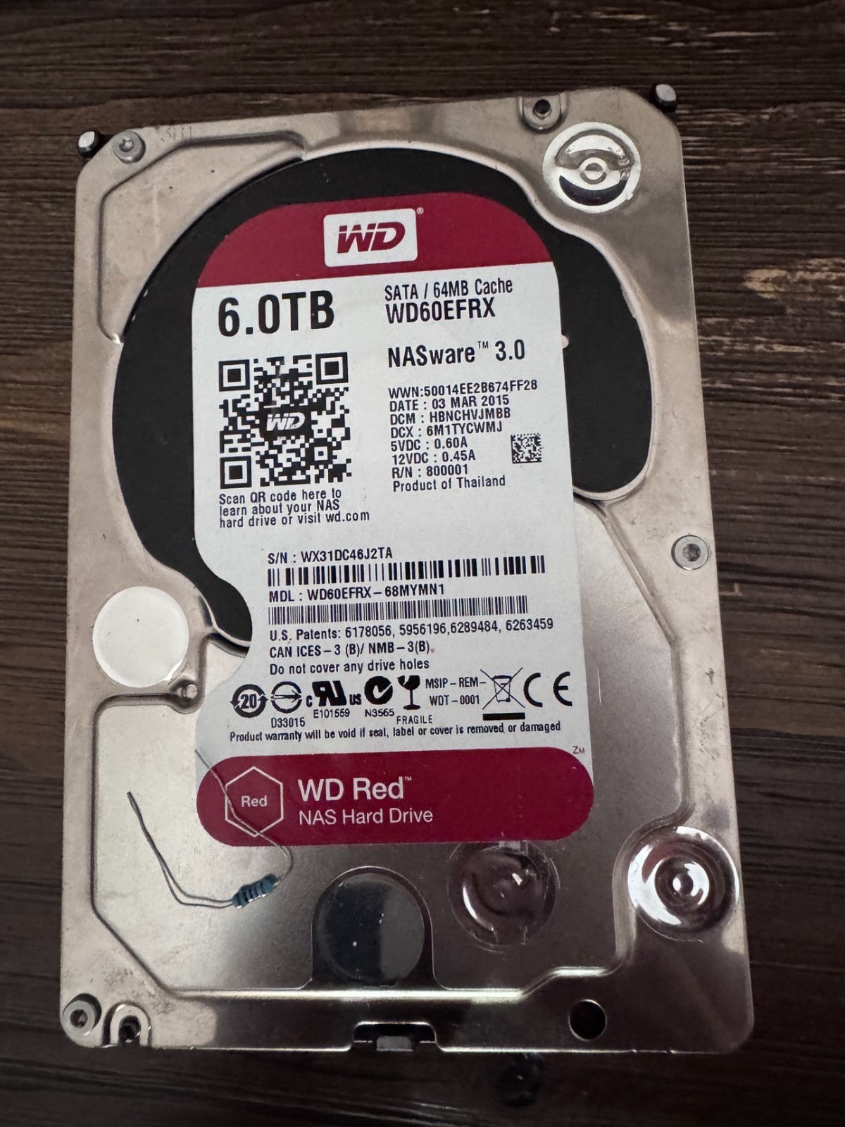 WD Red 6TB NAS Hard Drive WD60EFRX SATA 6Gb/s 64MB Cache 3.5" HDD Tested