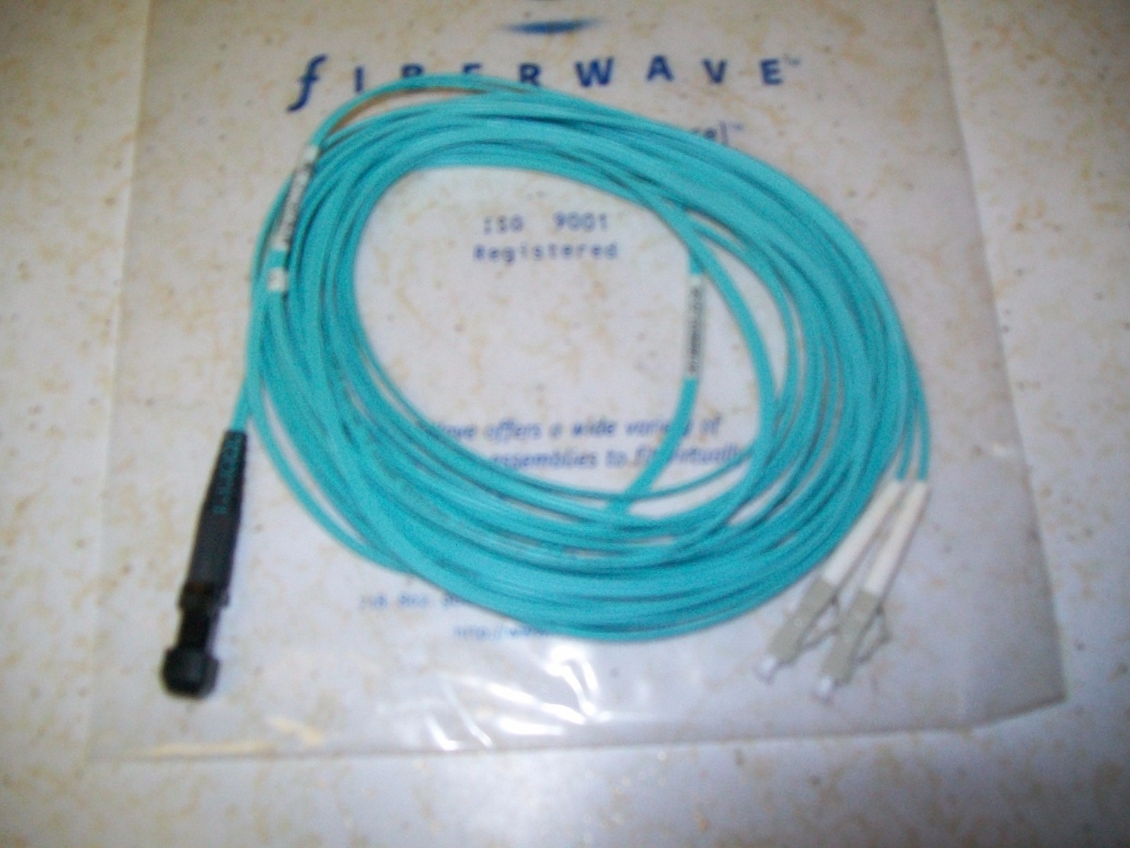 LC to MTRJ Duplex 50/125  Multimode 3mm Cable, Aqua 7 Meters Long