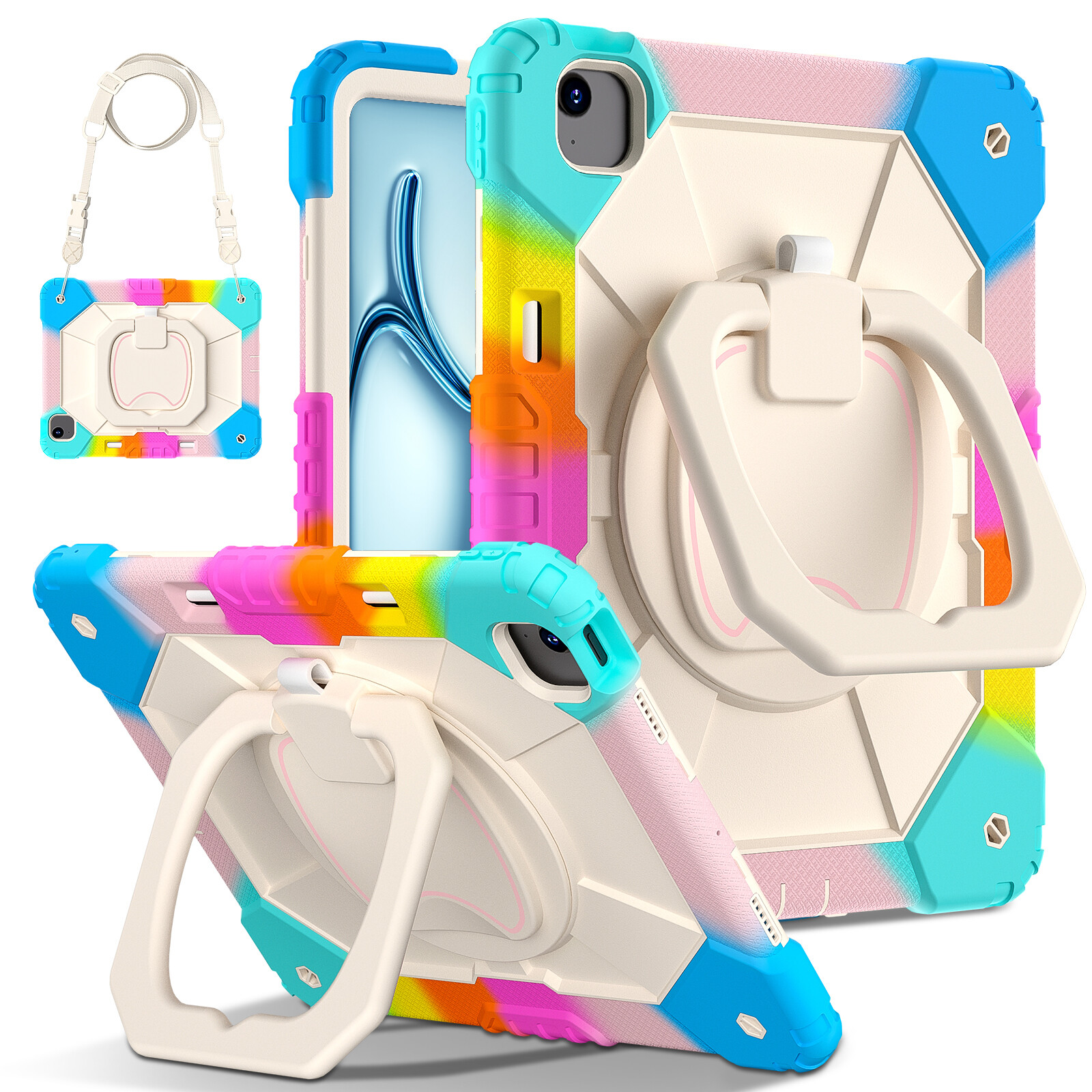 For Apple iPad 10th Gen (2022) 3-Layer Shockproof Case Rugged Rotate Stand Cover