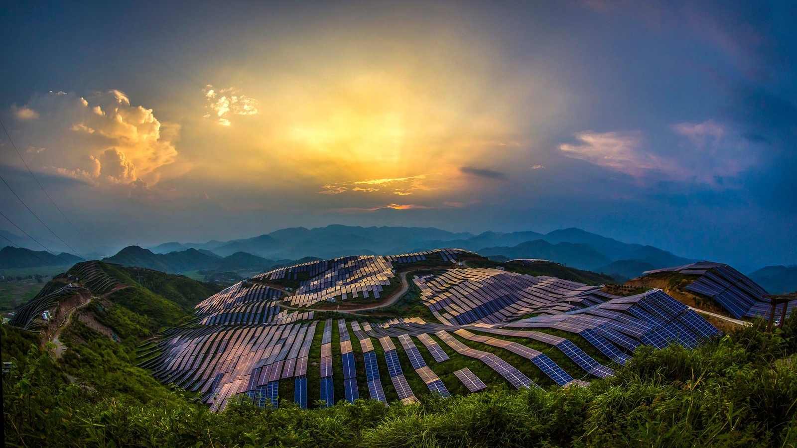 Landscape nature trees forest china solar power plant Custom Gaming Mat Desk