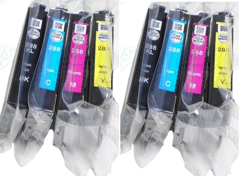 2 Sets (8 total) Genuine SEALED BAG Epson 288XL and 288 Ink Cartridges OPEN BOX
