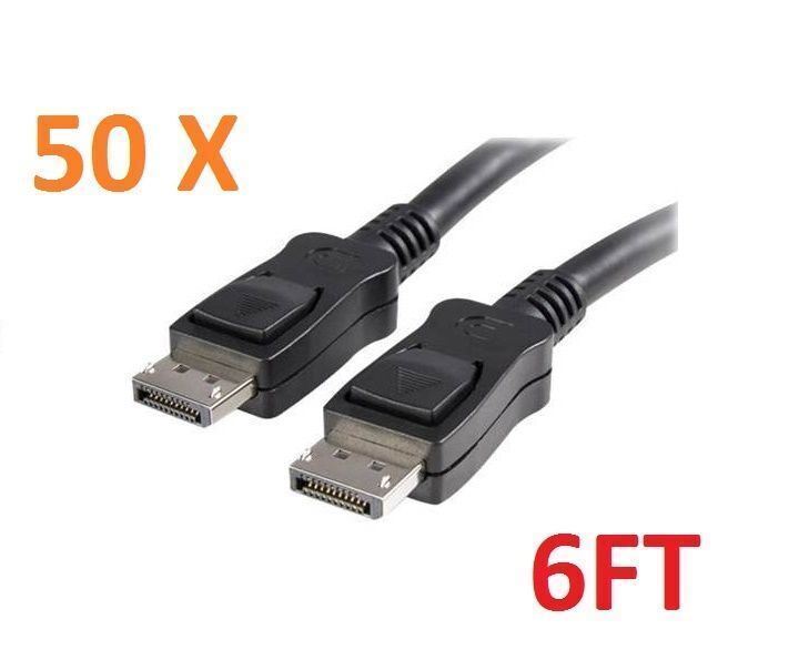 Lot of (50) - 6ft Premium DP Display Port Male to Male Cable