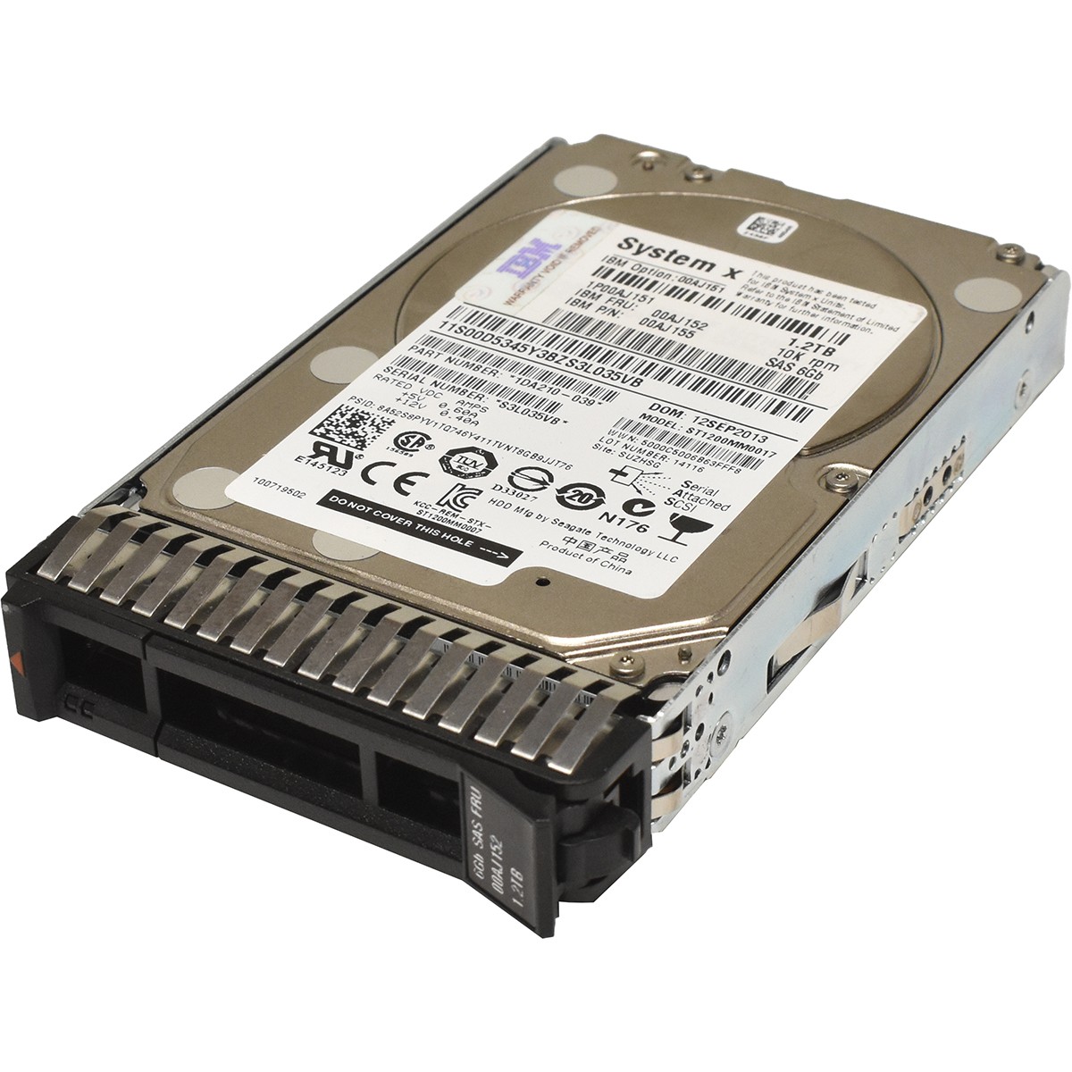 IBM Seagate 1.2TB 2.5" 10K 6G SAS HDD Hard Drive ST1200MM0017 00AJ155 + Frame