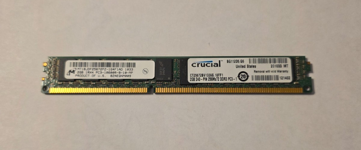 micron MT18JDF25672PZ-1G4F1AD 1033 crucial 2gb ddr3 pc3-10600 1rx4 memory