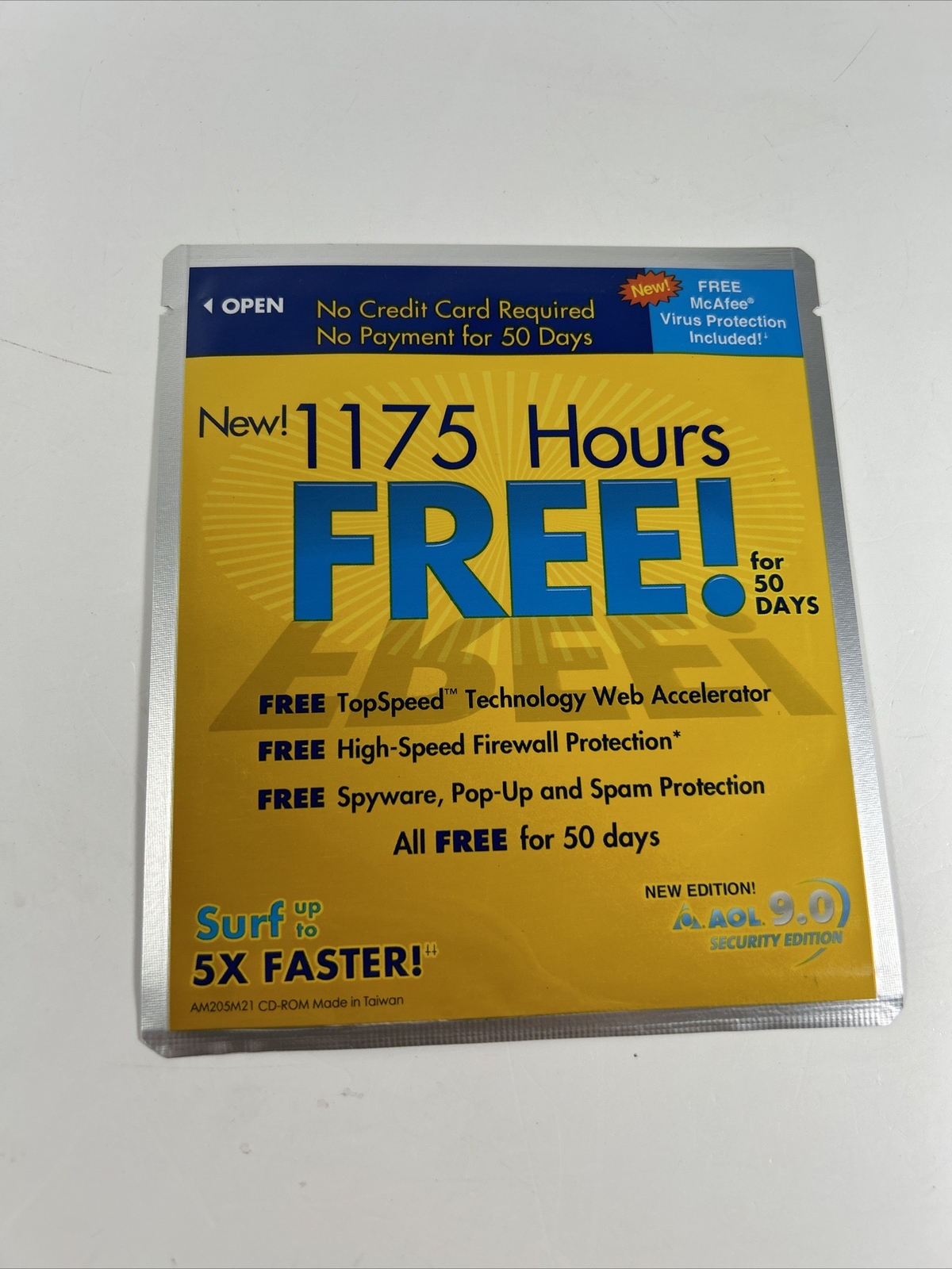 Vintage AOL 9.0 1175 Hours Free CD-ROM America Online Software Sealed Sleeve
