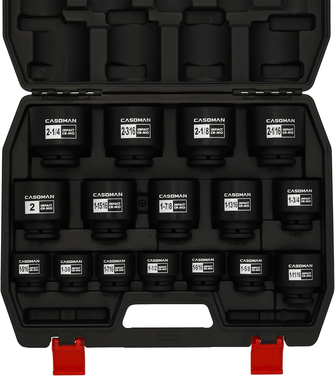 16PCS 1/2" Drive Shallow Spindle Axle Nut Impact Socket Set, 6-Point, Large Sock