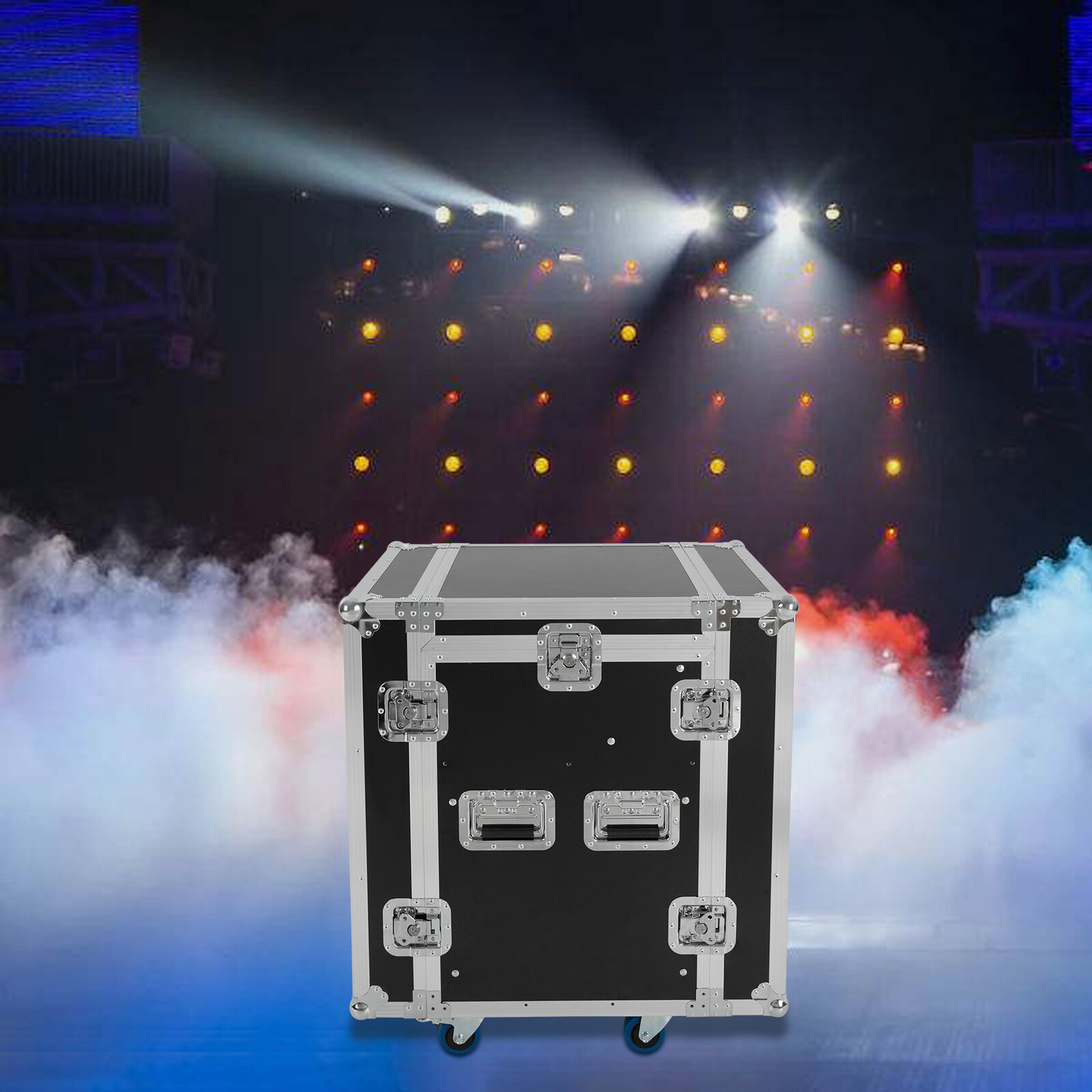 10U Mobile Flight Case Audio DJ Road Rack Case With Casters Pro Tour Grade Rack