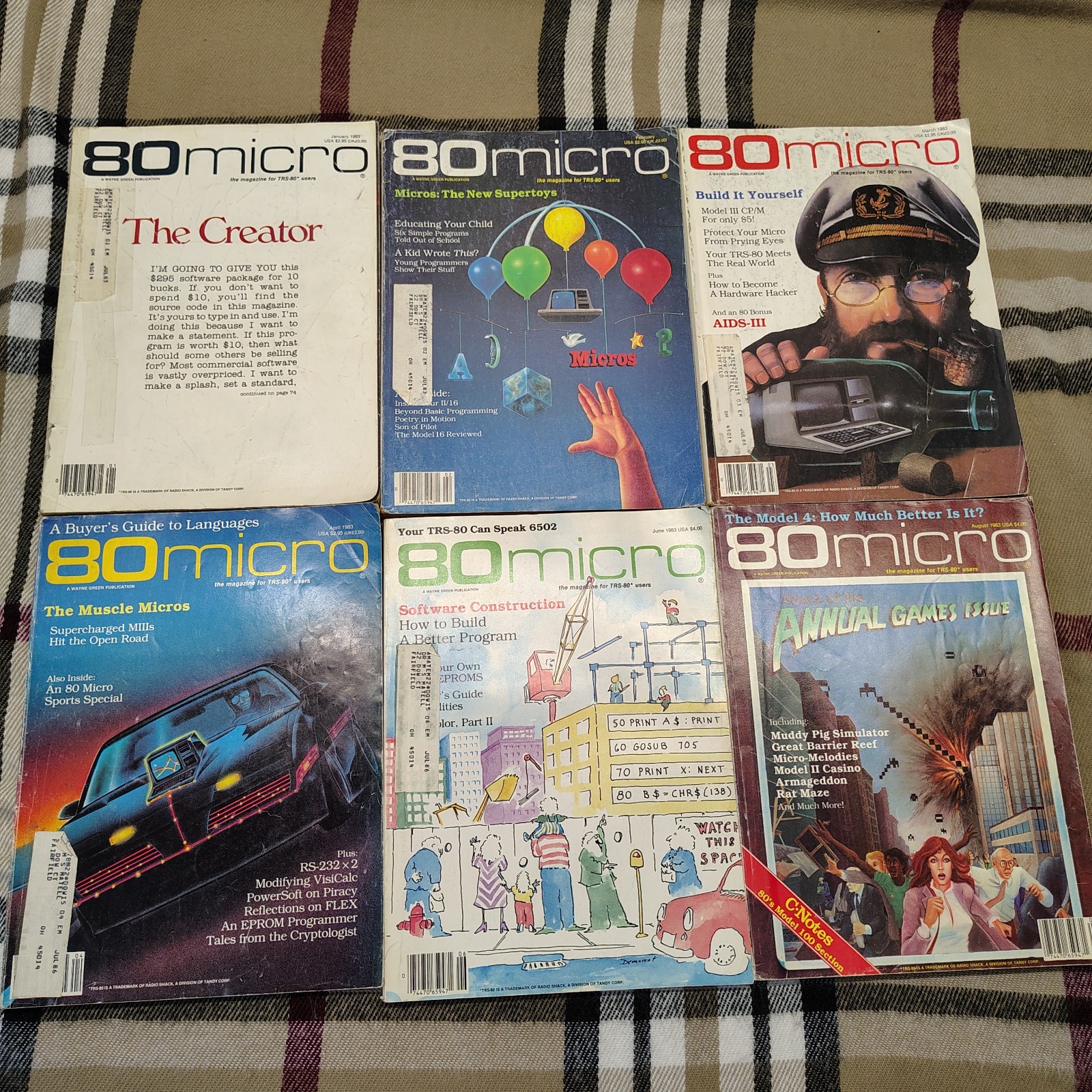 Vtg Lot of 6 Issues 80 Micro computing Magazine Trs-80  1983