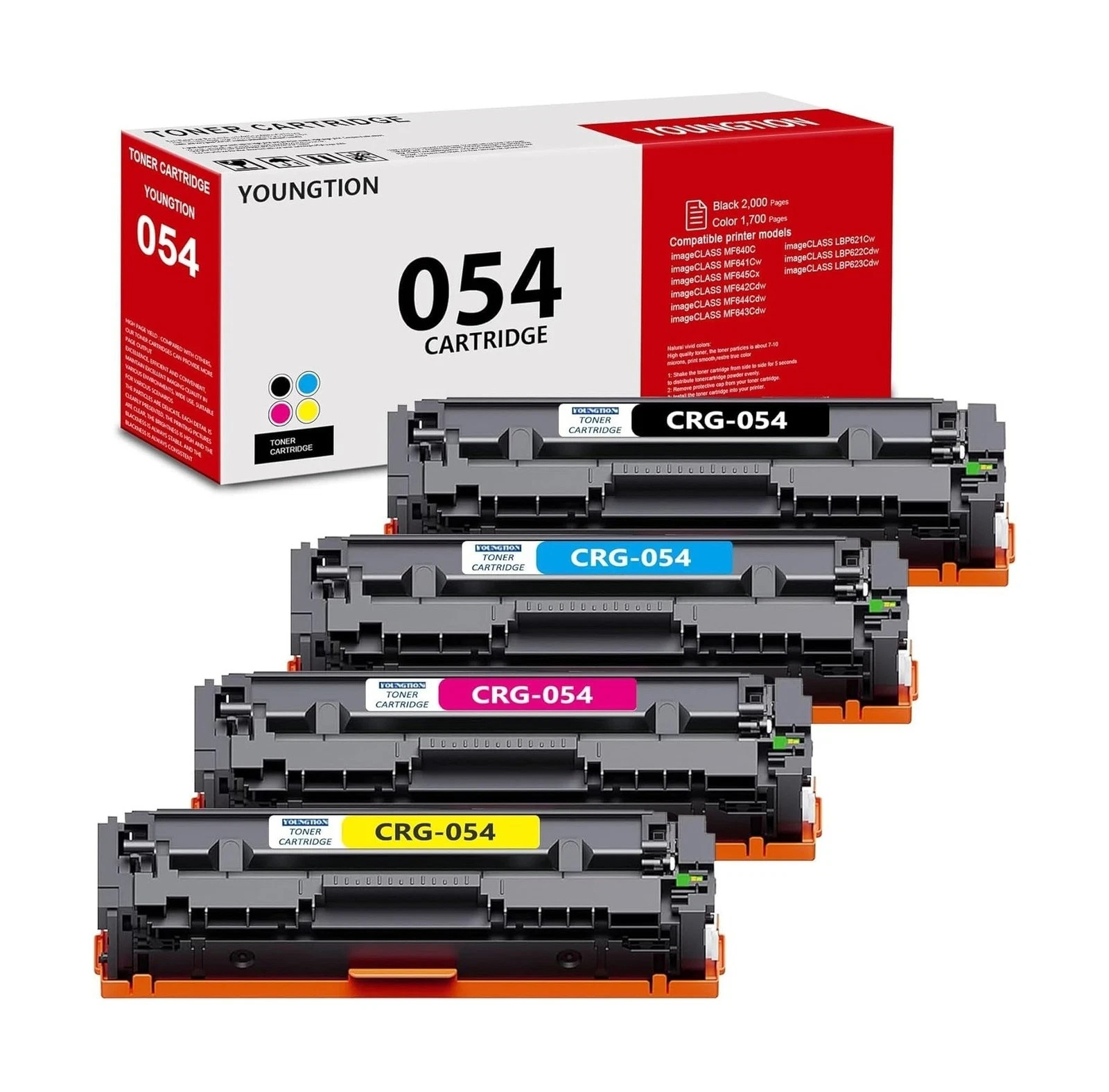 High-Yield 054 Toner Cartridge Set (4-Pack, BK/C/M/Y) Compatible mf642cdw Ton...