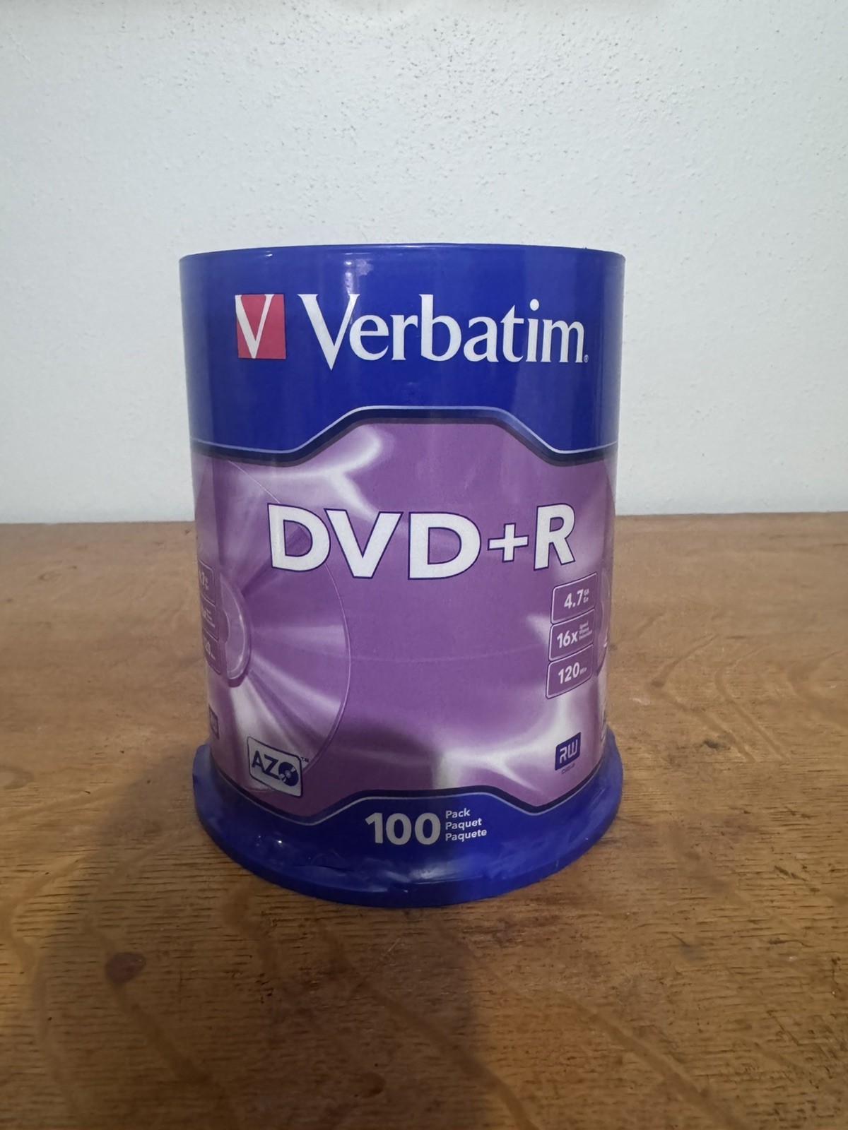 VERBATIM DVD+R 4.7gb/16x/120 Min/ 100 Pack/#95098