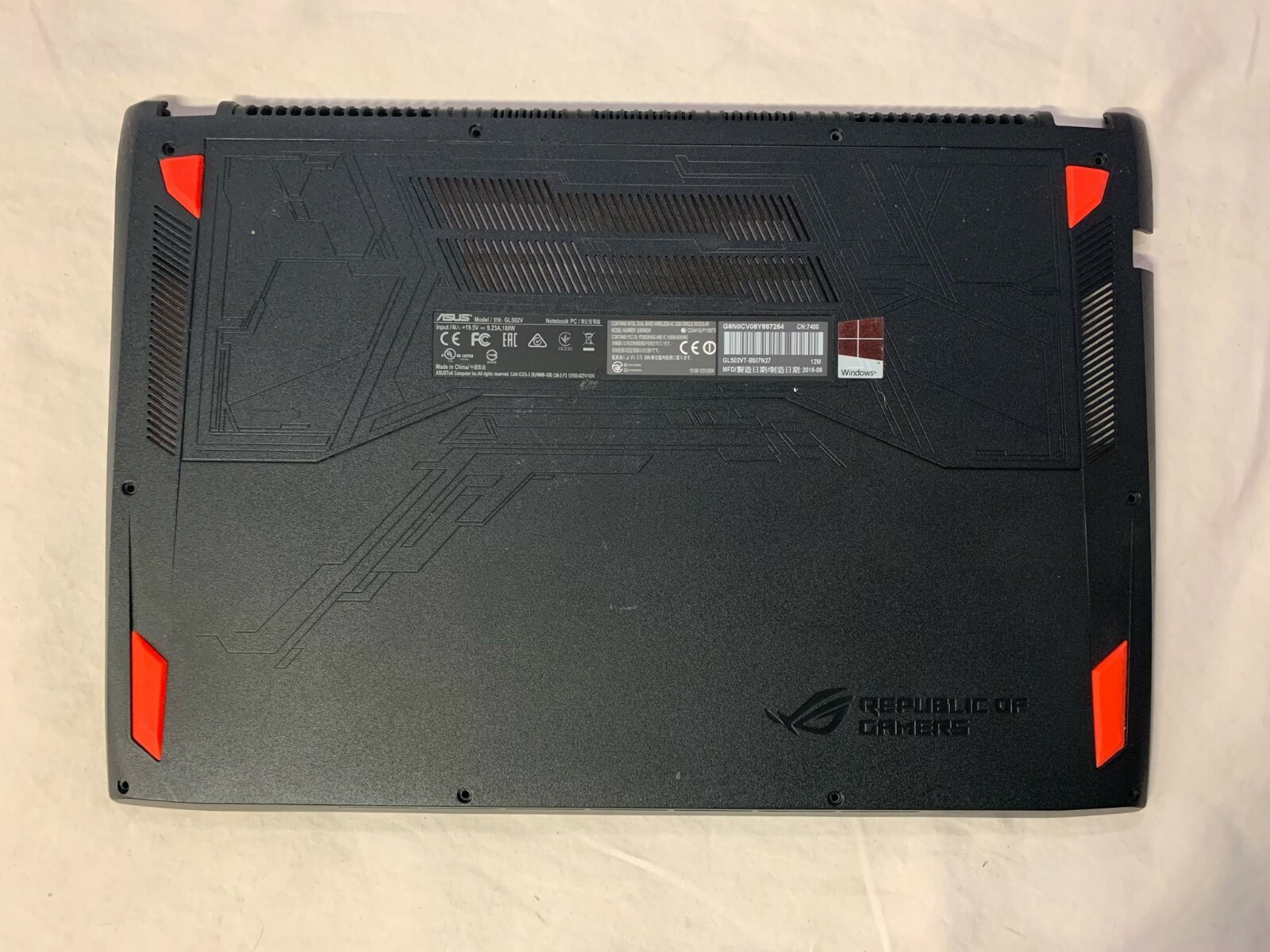 OEM ASUS BOTTOM CASE COVER GL502V GL502VT-BSI7N27 13NB0AP1AP0411 13N0-TDA0711