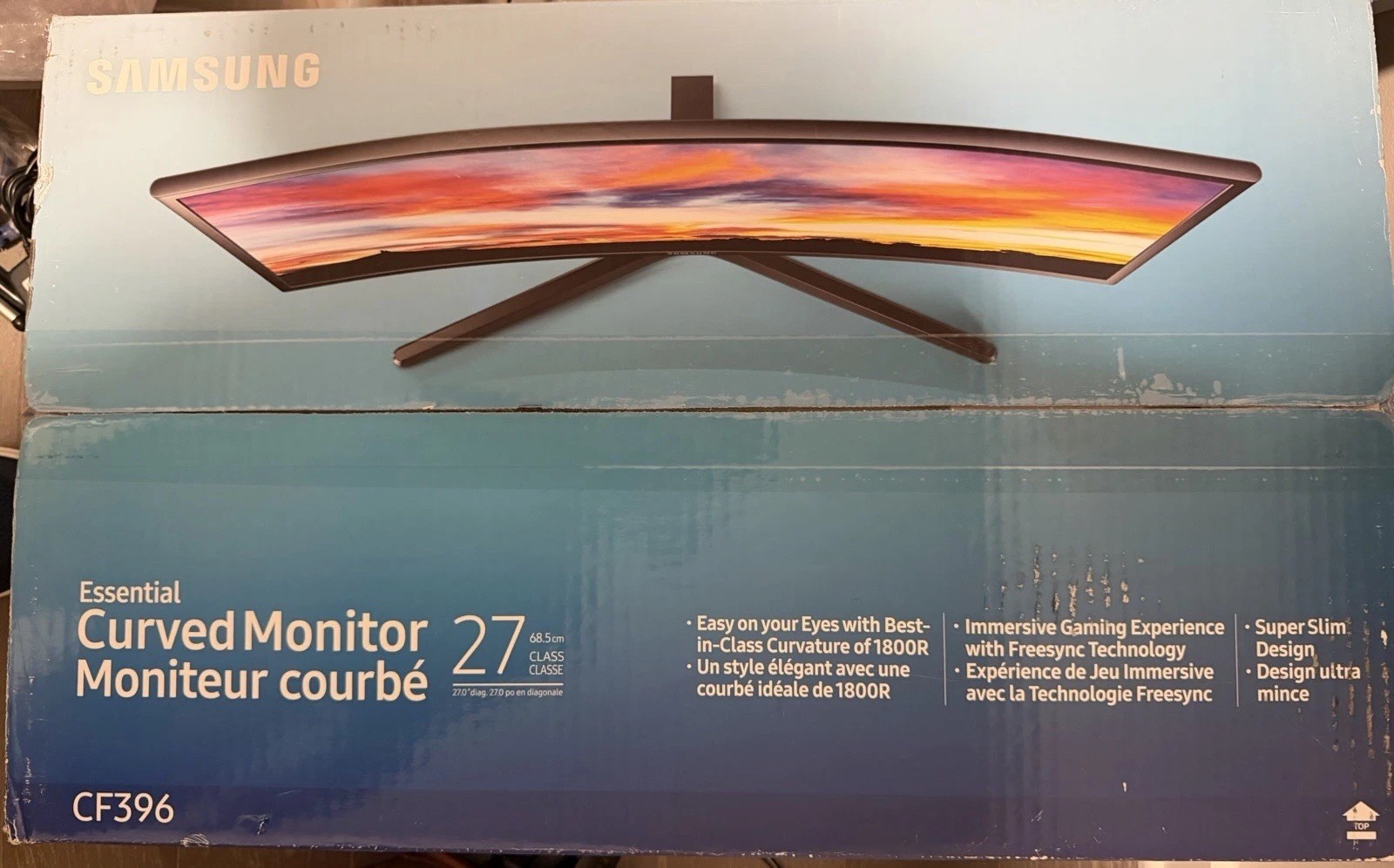 Samsung Essential CF396 27in Curved Monitor 1080p 60Hz HDMI VGA Box Only