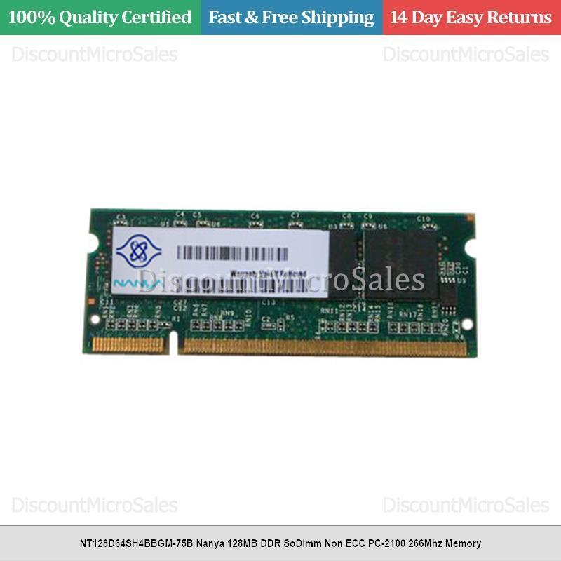 NT128D64SH4BBGM-75B Nanya 128MB DDR SoDimm Non ECC PC-2100 266Mhz Memory