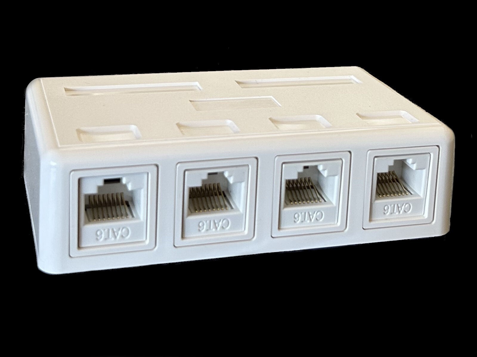 4 Port CAT6 RJ45 Network Ethernet Wall Surface Mount Box w/4 Keystone Jack White