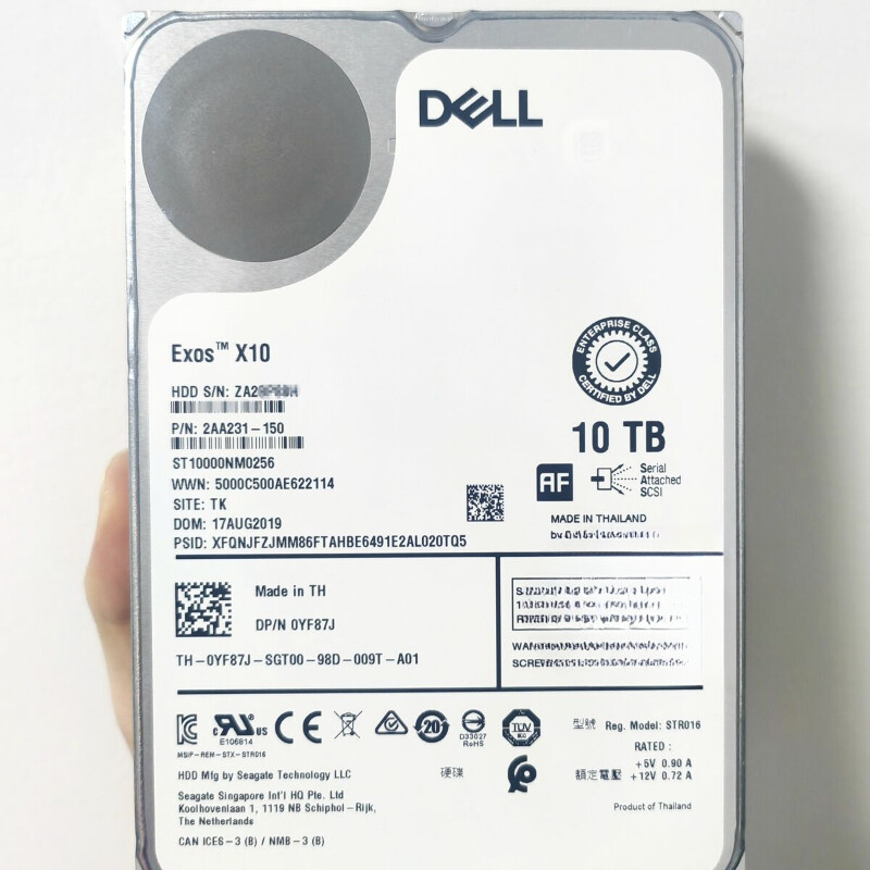 For Dell YF87J 0YF87J ST10000NM0256 10TB SAS 12Gbps 3.5''512e RPM 7.2K HardDrive