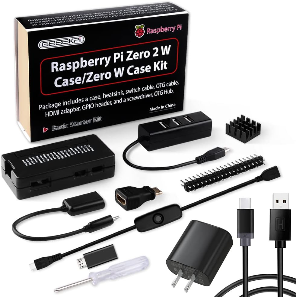 Kit de carcasa para pi zero 2 w con fuente disipador conector usb y cable