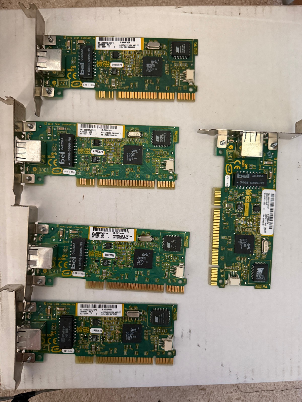 Lot of 5 3Com PCI Ethernet Adapter 3C905CX-MLP Network Adapter Low Profile