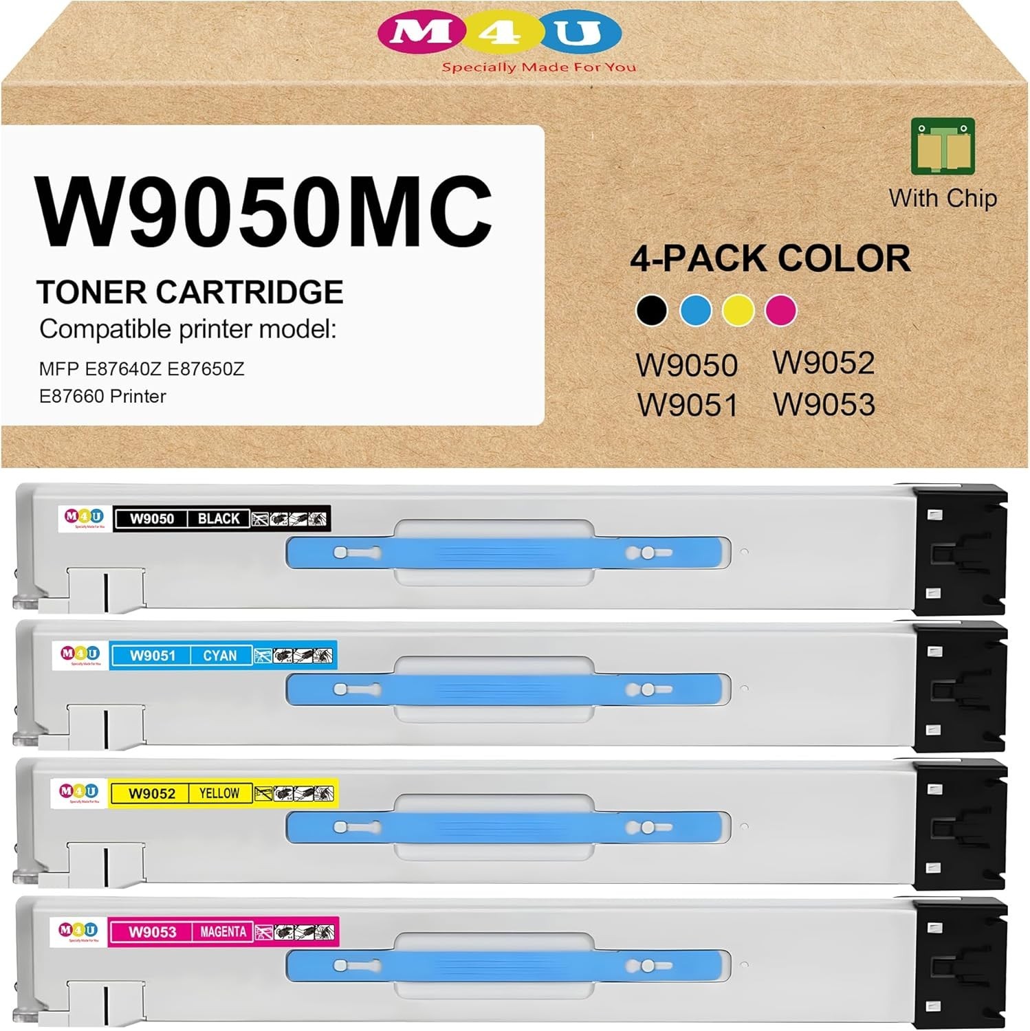 CLYWENSS W9050MC W9051MC W9052MC W9053MC Toner Cartridges (4 Pack, BCMY) E87640