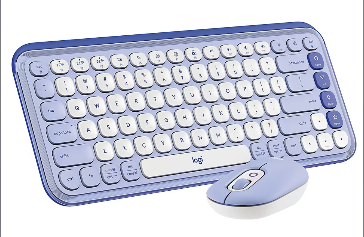 Logitech POP Icon Keyboard Mouse Combo in Rose and Off White