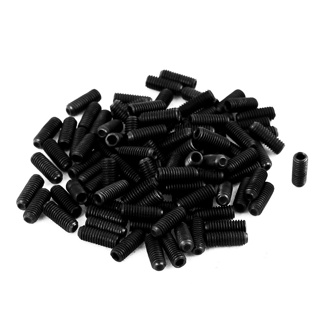 100Pcs Black M3 x 8mm Alloy Steel Hex Socket Set Grub Screws Headless Cup Point