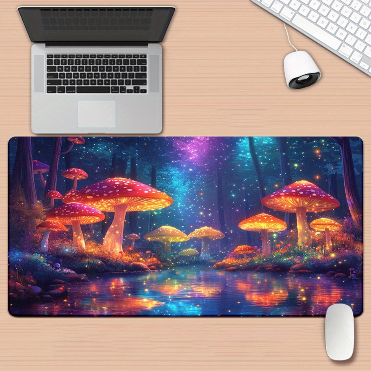 1pc XXL Non-Slip Rubber Base Gaming & Office Mouse Pad - Enchanted Night Fores