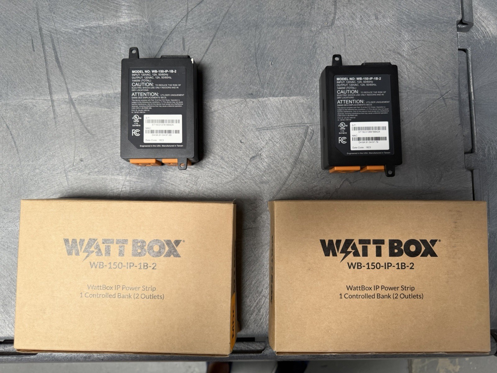 LOT Of 4 - WattBox WB-150-IP-1B-2 IP-Controlled Power Strip Smart 2 Outlet