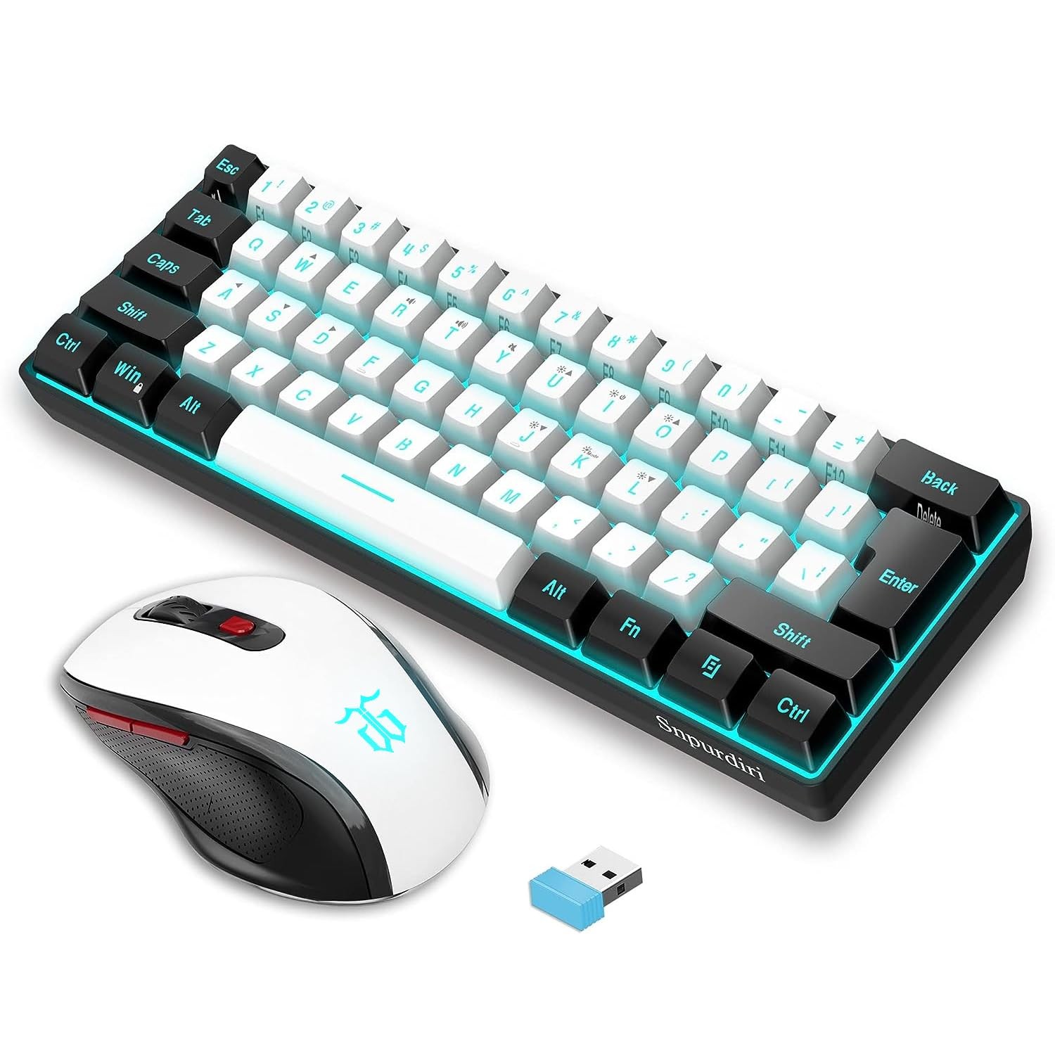 2.4G Wireless Gaming Keyboard and Mouse Combo, Include Mini 60% Merchanical F...