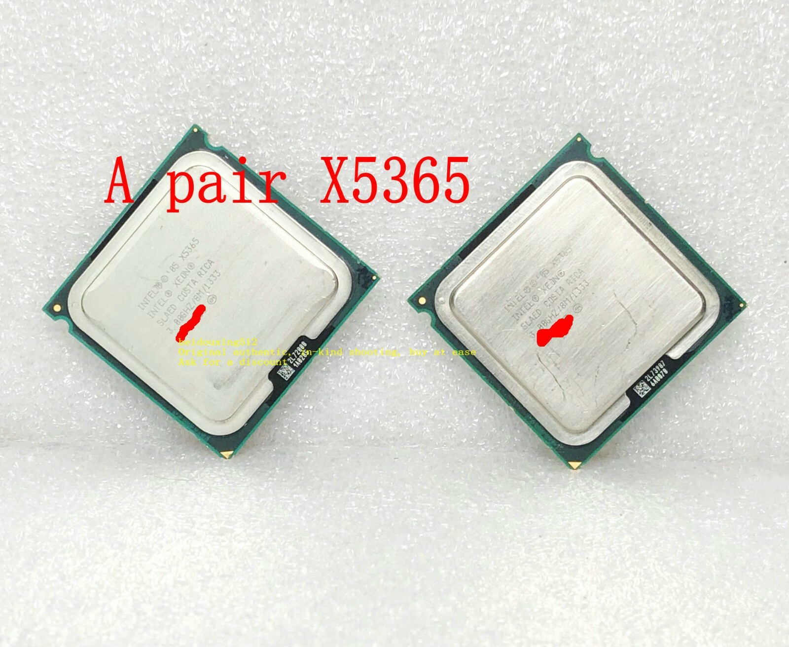 A pair of Intel Xeon X5365 (SLAED) 3.0G quad-core 1333MHz 771 processor