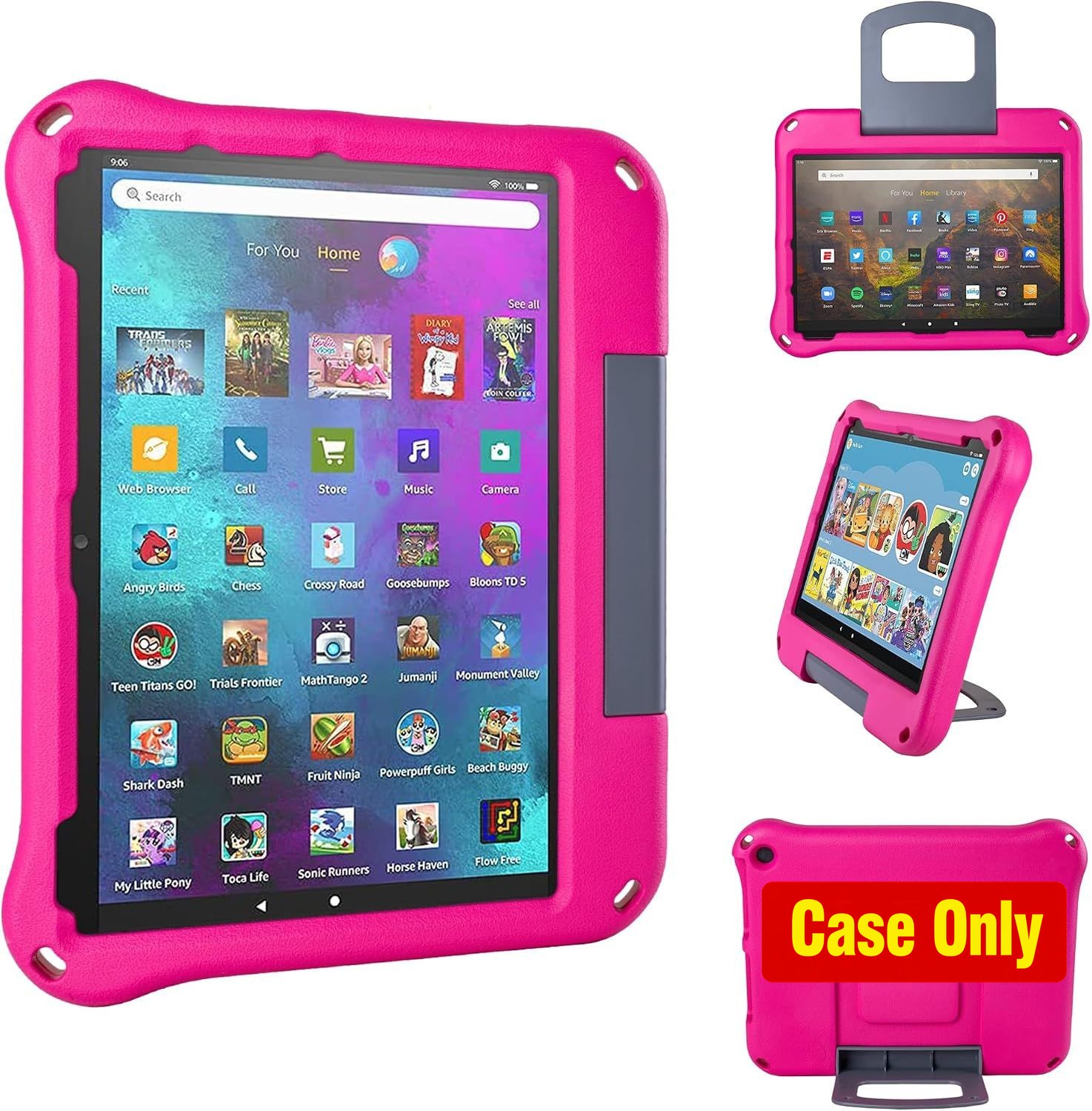 Shockproof Case with Kickstand for Fire HD 10 Tablet (2021/2023 Release) - Rose