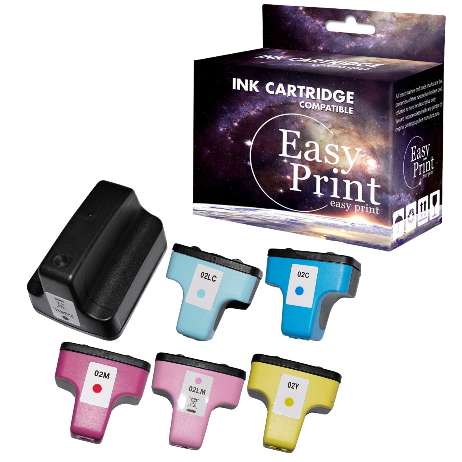 6PK replace for HP 02 Series Ink Cartridge for PhotoSmart 3108 3110 3310 Printer