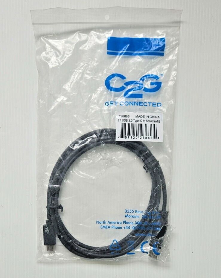 C2G - 6ft (1.8m) (USB 3.0) USB-C to USB-B Cable M/M- 28866
