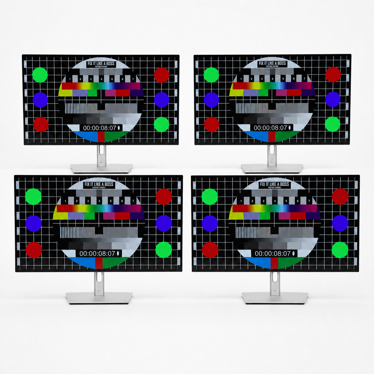 Lot 4x Dell UltraSharp U2722D 27in QHD IPS 2560x1440 Monitors Stands + Cords