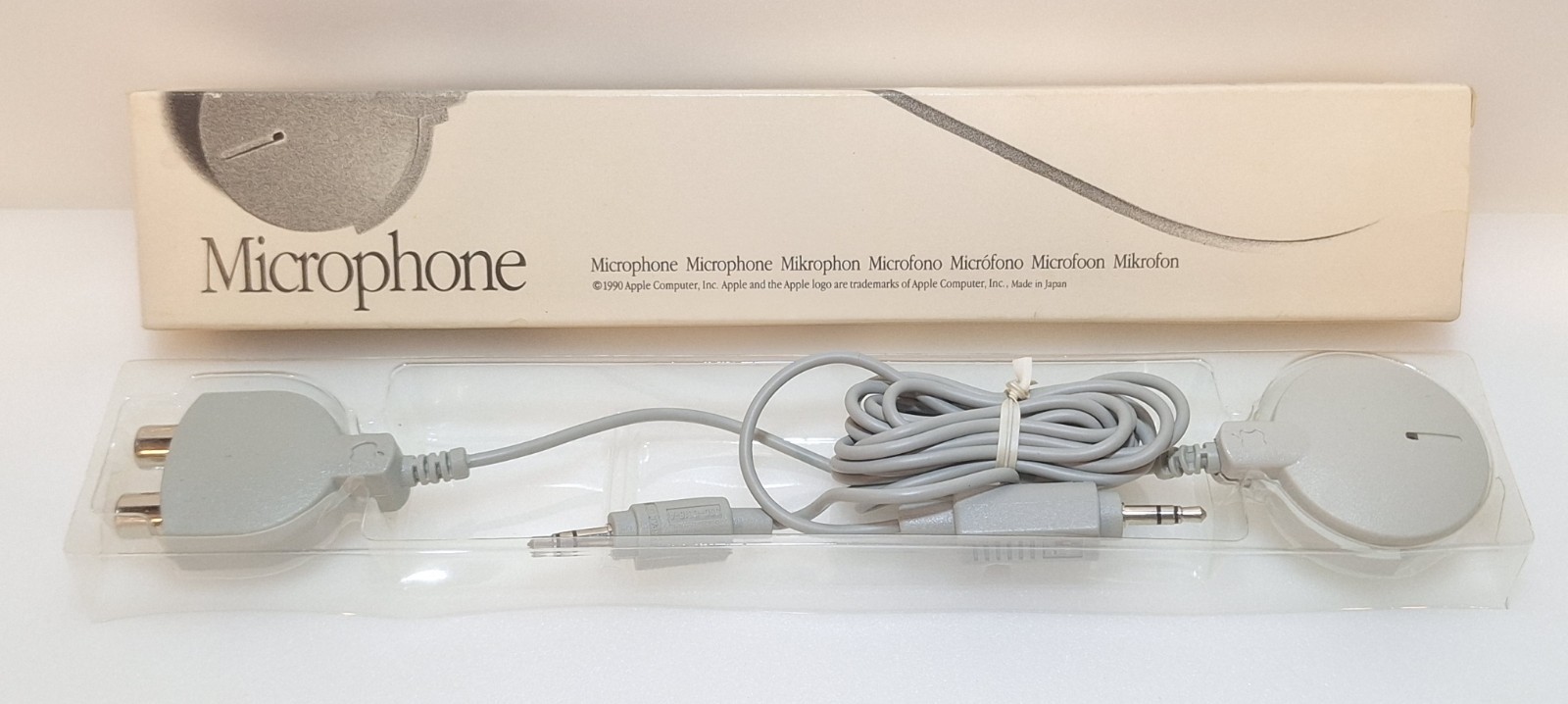 Apple Microphone Vintage 1990 Model 590-0618-A Original Box Japan Mac AUX Gray