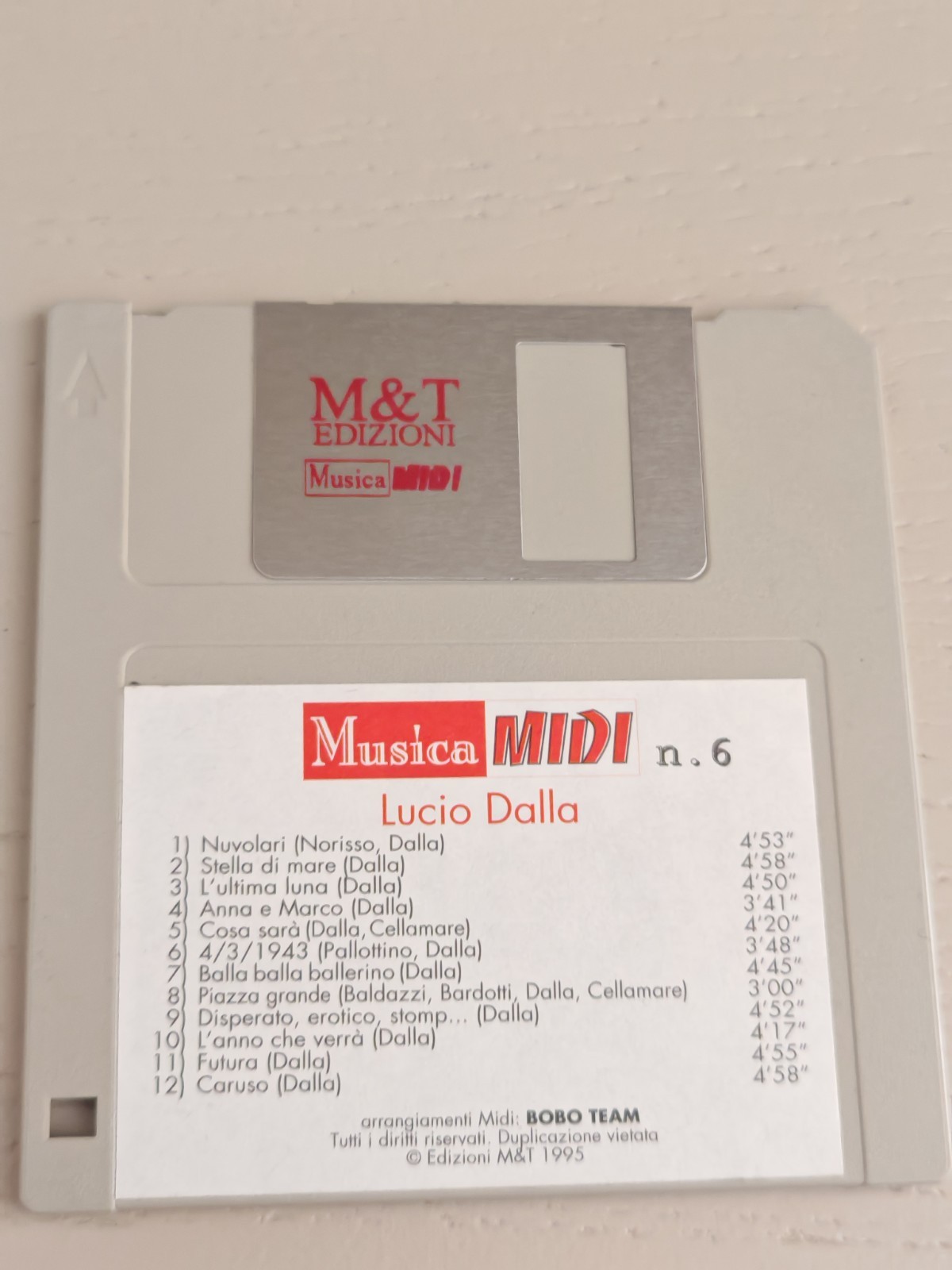 Lucio Dalla No.6 M&T Edizioni 1995 Bobo Team MIDI Floppy Disk Rare Vintage