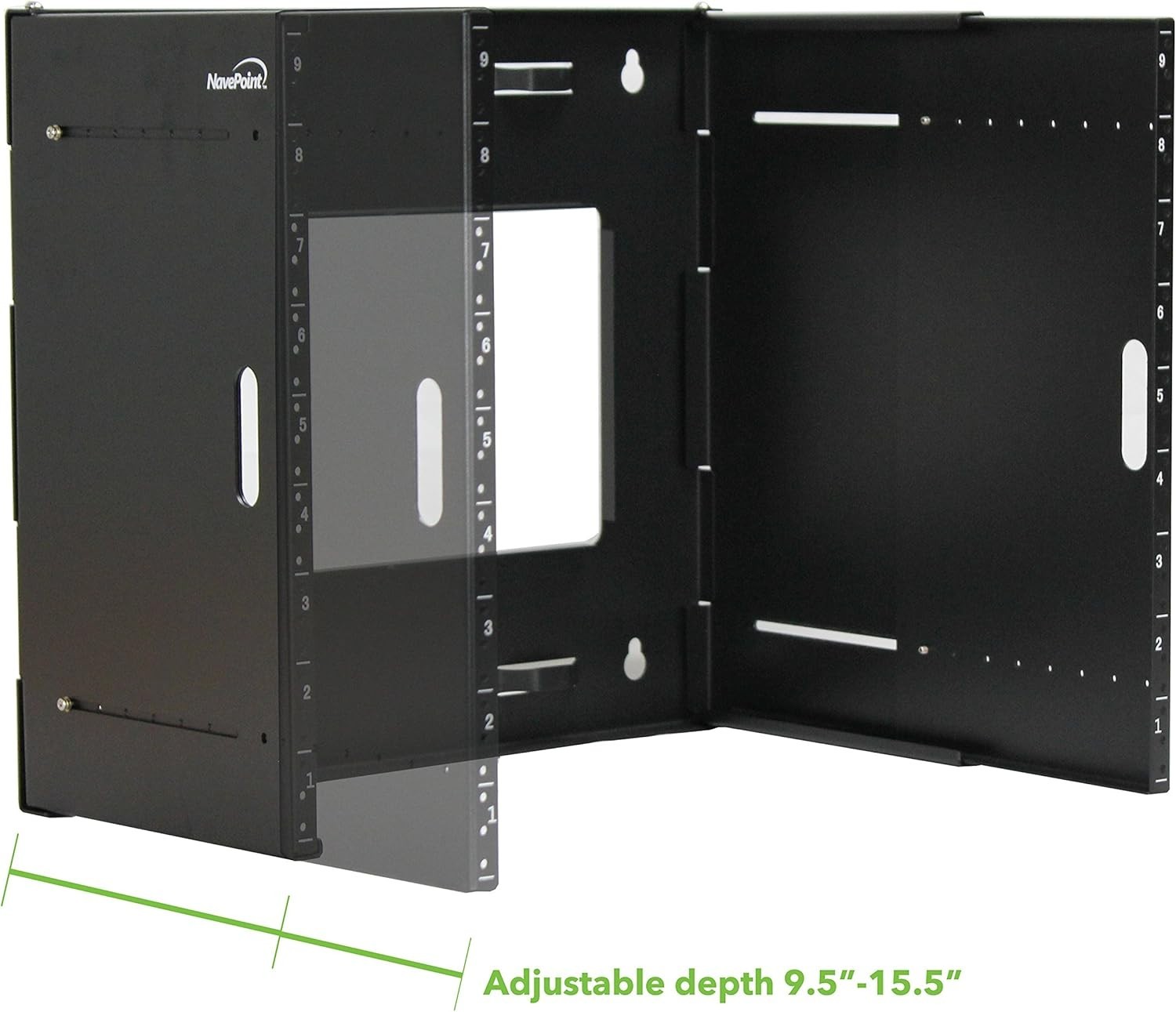 New Navepoint Flat Folding 9U Wall mount Bracket Extendable Network Rack 19x17"