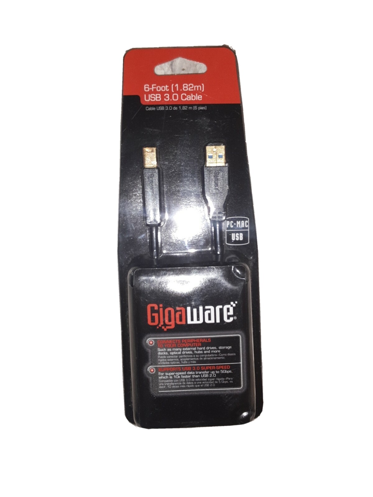 Gigaware Gold-Plated 6-Ft. USB 3.0 Cable No. 260-1524